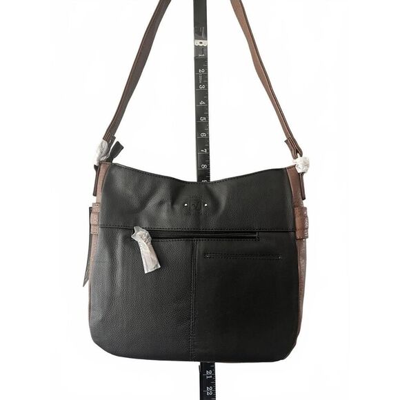 Stylish Black and Brown Leather Handbag - Picture 6 of 9